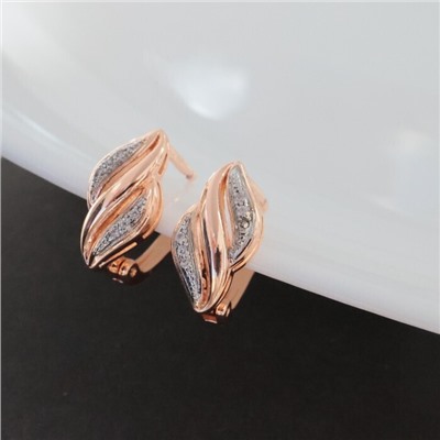 Серьги ювелирная бижутерия коллекция "Дубай", покрытие позолота, вставка: фианиты, цвет: прозрачный, арт.213.608