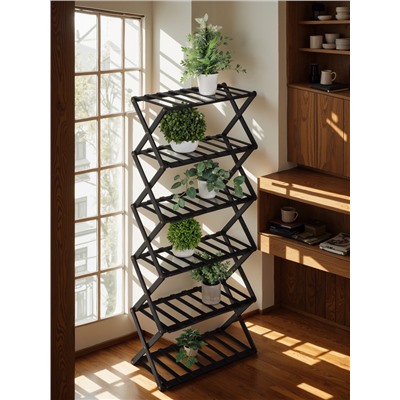 Стеллаж универсальный, 6 полок, 50×25×110 см, напольный, открытый, чёрный, Greengo