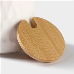 Банки для сыпучих с ложками на бамбуковой подставке BellaTenero «Герда», набор 2 шт., фарфор, белые