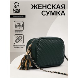 Сумка женская кросс-боди на молнии, 21×7×14 см, зелёный