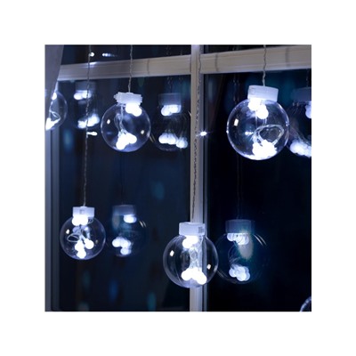 Гирлянда «Бахрома» 2.4×0.7 м с насадками «Шарики», IP20, прозрачная нить, 108 LED, свечение белое, 8 режимов, 220 В