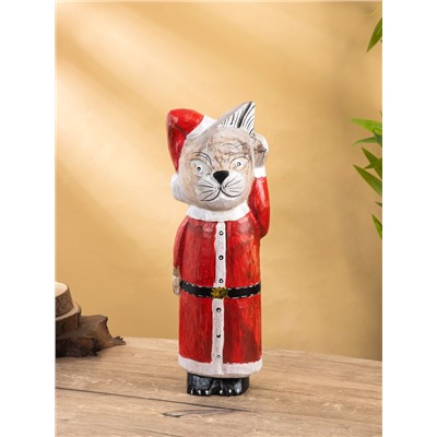 УЦЕНКА Сувенир интерьерный «Кот в новогоднем костюме», 15×13×40 см, дерево