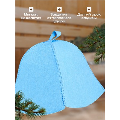 Шапка для бани и сауны «Классическая», полиэфир, голубая, «Добропаровъ»