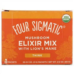 Four Sigmatic, Mushroom Elixir Mix with Lion's Mane, 20 Packets, 0.1 oz (3 g) Each