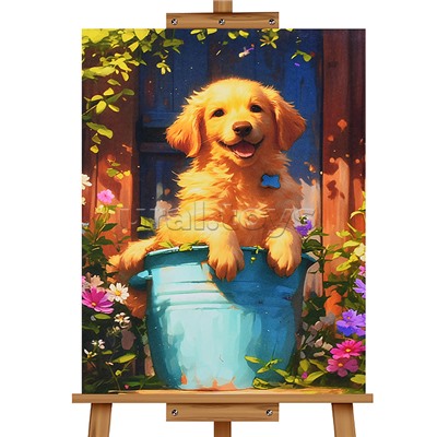 Мозаика алмазная "Счастливый пёсик" 30*40см.