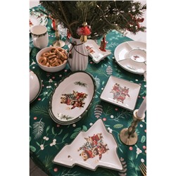 Тарелка сервировочная новогодняя Доляна «Сказки зимнего леса», 23×20×2.2 см, доломит, белая