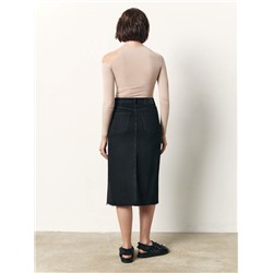 Юбки CONTE CON-611 Джинсовая юбка-midi с разрезом и необработанным краем