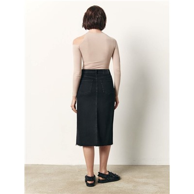 Юбки CONTE CON-611 Джинсовая юбка-midi с разрезом и необработанным краем