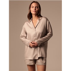 Пижама женская (рубашка, шорты) SL HOME Tensel Home, размер 52-54, серая