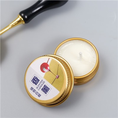 Подарочный набор для сургучной печати «Крупная роза», печать, ручка, ложка, воск: 3 цвета, свеча, 3.5×11×23 см