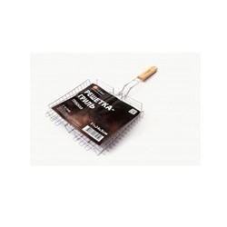 Решетка-гриль глубокая 31*24*5см /дл.58см (3.0/2.0/1.5мм),хром.сталь/дер. ПРОМО