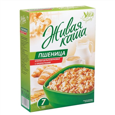Хлопья пшеничные цельнозерновые с проростками Живая Каша 300 гр.