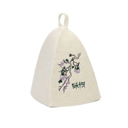 Шапка для бани и сауны «Сакура», полиэфир, шерсть, белая