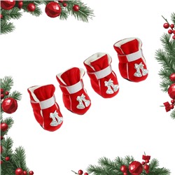 Ботинки для собак «Бубенцы», набор 4 шт., размер S, красные