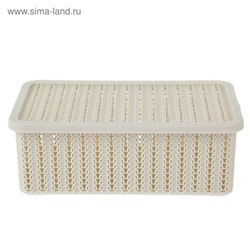 Корзина для хранения «Вязание», 3 л, 26,5×15×10 см, с крышкой, белая
