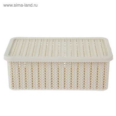 Корзина для хранения «Вязание», 3 л, 26,5×15×10 см, с крышкой, белая