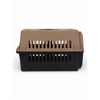 Переноска для животных, 49×31×31 см, с поддоном, пластик, чёрная, коричневая