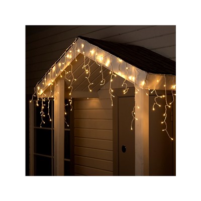 Гирлянда «Бахрома» 4×0.6 м, IP44, белая нить, 180 LED, свечение тёплое белое, 8 режимов, 220 В