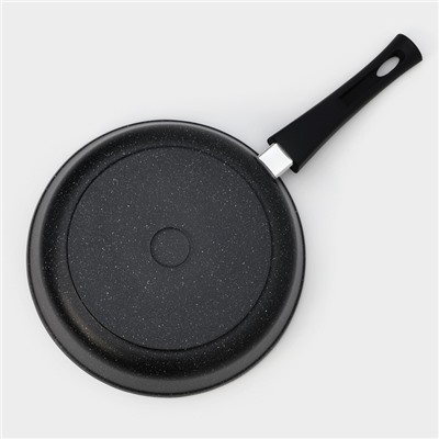 Сковорода Доляна «Элит», d=26 см, съёмная ручка, стеклянная крышка, антипригарное покрытие, алюминий, чёрная