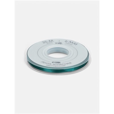 Лента атласная TEIRA, двухсторонняя, 6 мм, 25±1 м, зелёная №0589