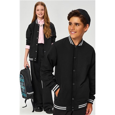 Детский бомбер из футера двухнитки с застежками на кнопках Happyfox