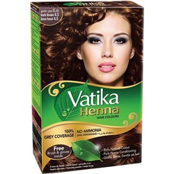 Dabur Vatika Naturals Henna Hair Colours - Dark Brown / Краска для Волос на Основе Натуральной Хны (Темно-Коричневый) 60 г
