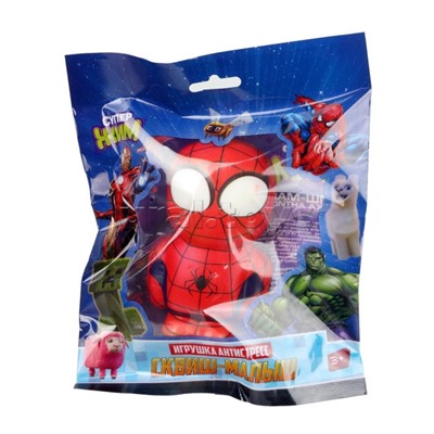 Игрушка - антистресс "Сквиш малыш" "Супер герои" красный, флоупак, Супер Жим