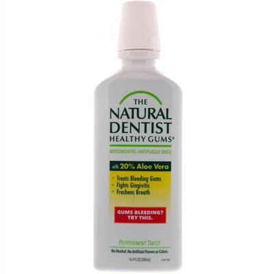 The Natural Dentist, Healthy Gums, ополаскиватель для полости рта против воспаления десен и зубного налета, перечная мята, 500 мл (16,9 унции)
