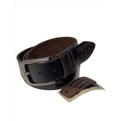 Ремень мужской из натуральной кожи, цвет черный