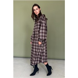 Рубашка удлиненная  AUTUMN046/04/Бордовый, белый