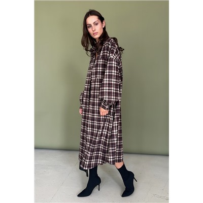 Рубашка удлиненная  AUTUMN046/04/Бордовый, белый