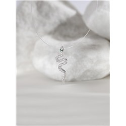 Колье на леске из серебра с фианитами родированное - Змейка ЛС-030-02кр