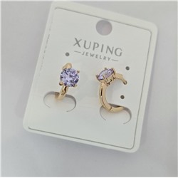 Серьги коллекция "Xuping" покрытие позолота, вставка: фианит, цвет: нежно-сиреневый, арт.004.011