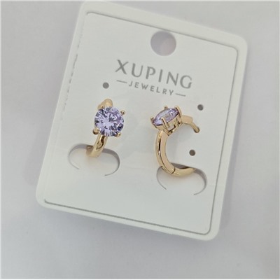 Серьги коллекция "Xuping" покрытие позолота, вставка: фианит, цвет: нежно-сиреневый, арт.004.011
