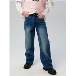 Брюки текстильные джинсовые утепленные для девочек