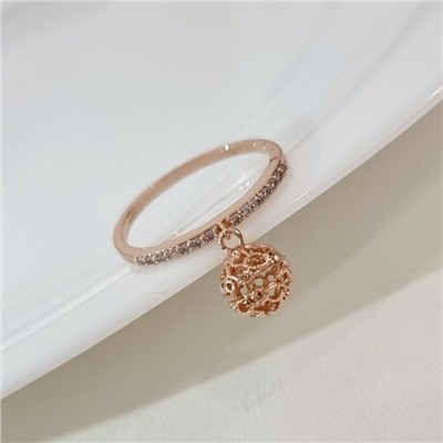 Кольцо с подвижной подвеской ювелирная бижутерия коллекция "Дубай", покрытие позолота, вставка: фианиты, цвет: прозрачный, 16 р, арт.219.408-16