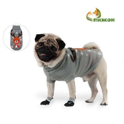 Свитер «Олень на сером», M (ДС 26, ОШ 26, ОГ 28-46 см)