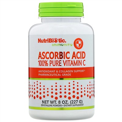 NutriBiotic, Аскорбиновая кислота, 100 % чистый витамин С, кристаллический порошок, 227 г (8 унций)