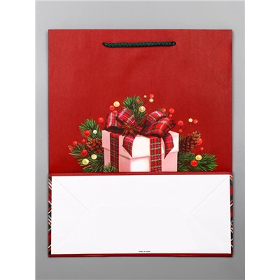 Пакет подарочный новогодний ламинированный, «Подарки», 26×12×32 см