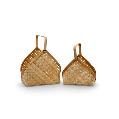 Корзина плетёная для хранения Lon, с ручкой, ива, цвет натуральный, набор 2 шт.