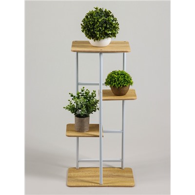Подставка для цветов Greengo, 4 полки, 36×23×74 см, напольная, каркас металл, полки МДФ, белая