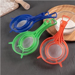 Сито Доляна, набор 3 шт., d=6.5/8/11.5 см, белый