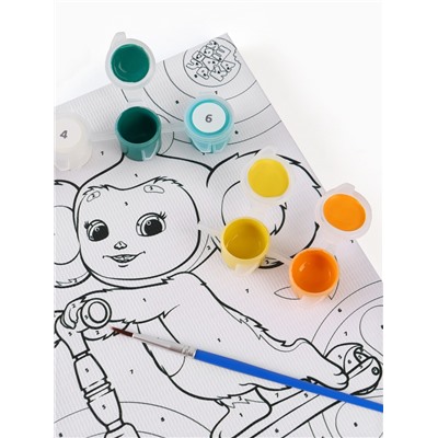 Картина по номерам с подрамником «Чебурашка на самокате», 21×15 см