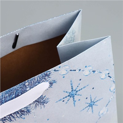 Пакет подарочный новогодний крафтовый «Нежность Нового года», ML 27×23×11.5 см