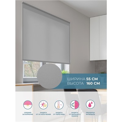 Рулонная штора Decofest «Плайн», 55×160 см, цвет серый