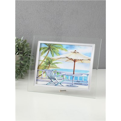 Фоторамка для фото 15×20 см «Серебряный кант», стекло, горизонтальная, выгнутая, прозрачная, 25.5×21 см