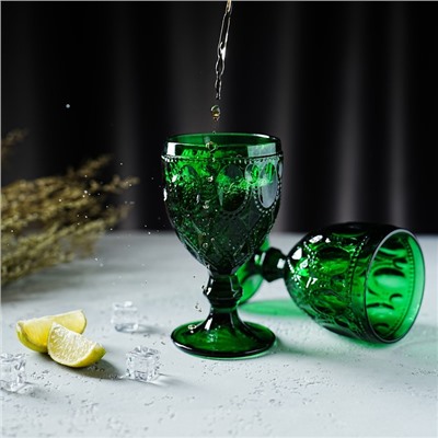 Бокалы для вина Magistro «Варьете», 320 мл, 8.5×16 см, стекло, зелёные, набор 2 шт.