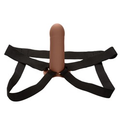 Коричневый фаллопротез из силикона Extension with Harness - 15,75 см.