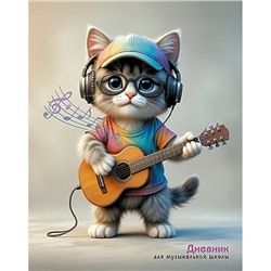 Дневник музыкальной школы (твердая обложка) "Котенок-гитарист" УФ-лак С2025-04 КТС-ПРО