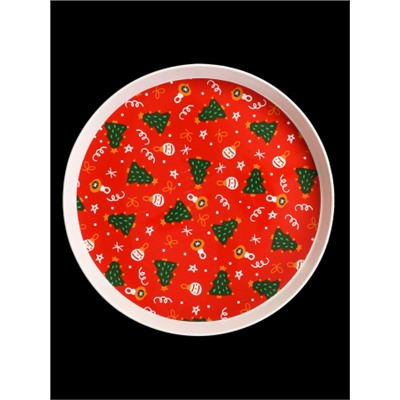 Поднос круглый 30 см / X30 /уп 120/* Новогодний